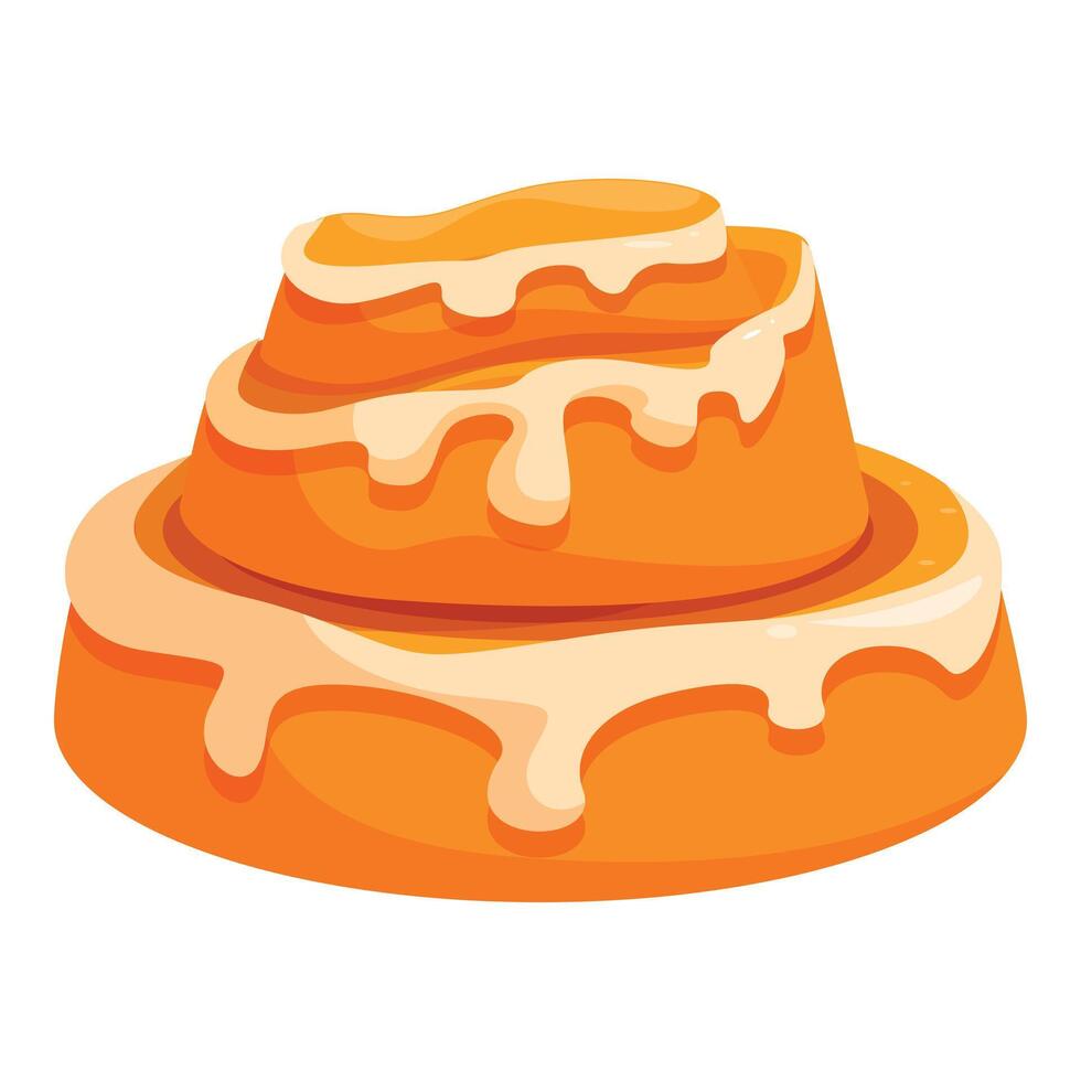 Delicious cinnamon roll dripping with white icing on white background vector