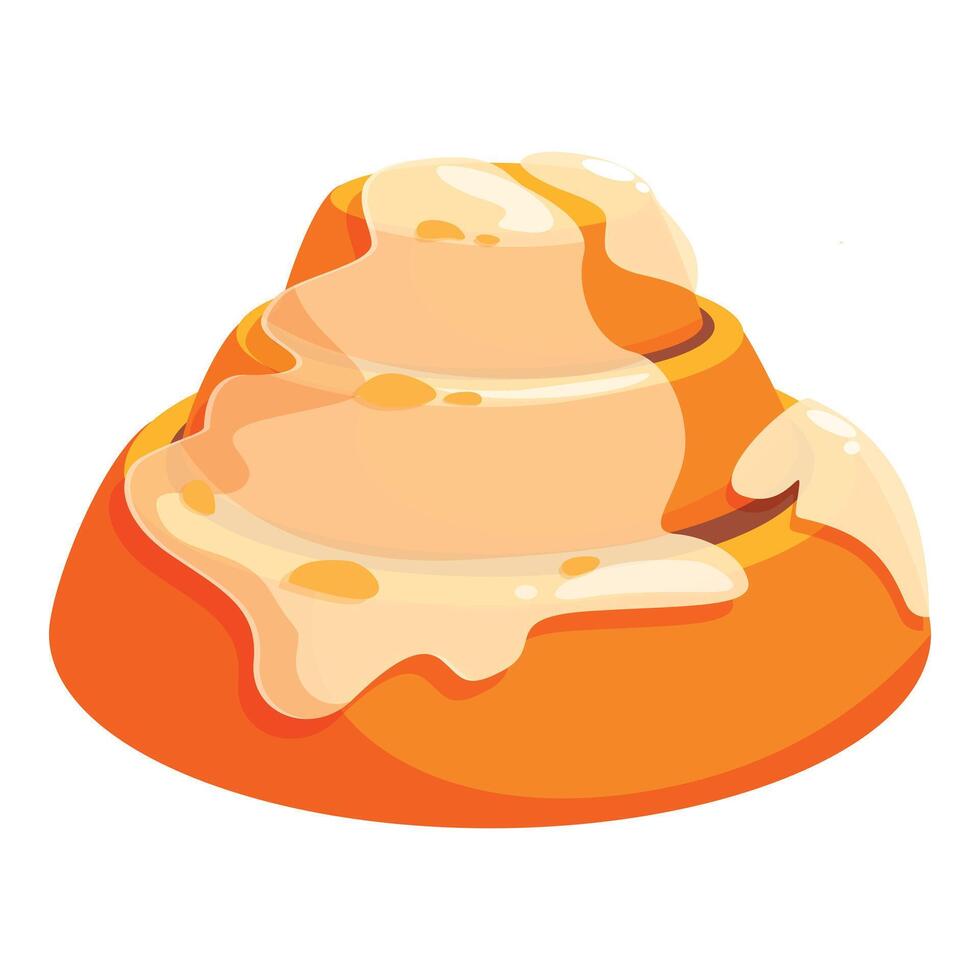 Delicious cinnamon bun dripping with creamy white icing vector
