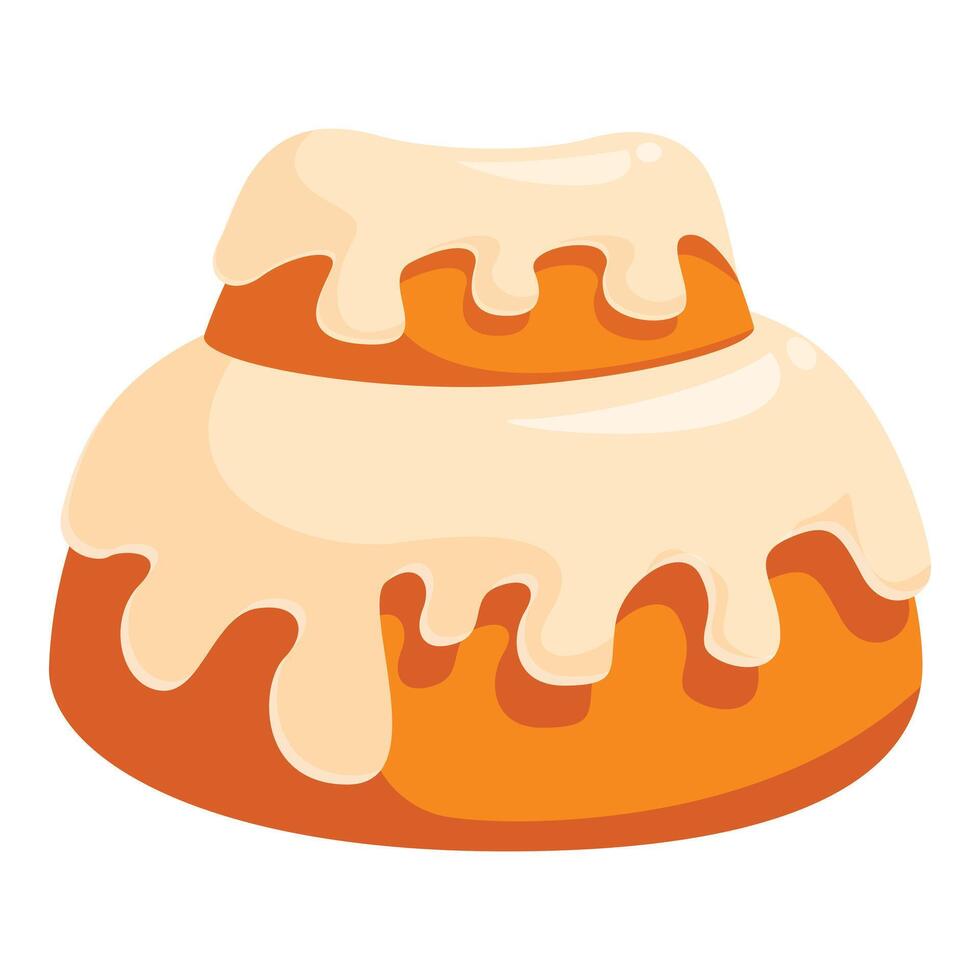 Delicious cinnamon roll dripping with icing on white background vector