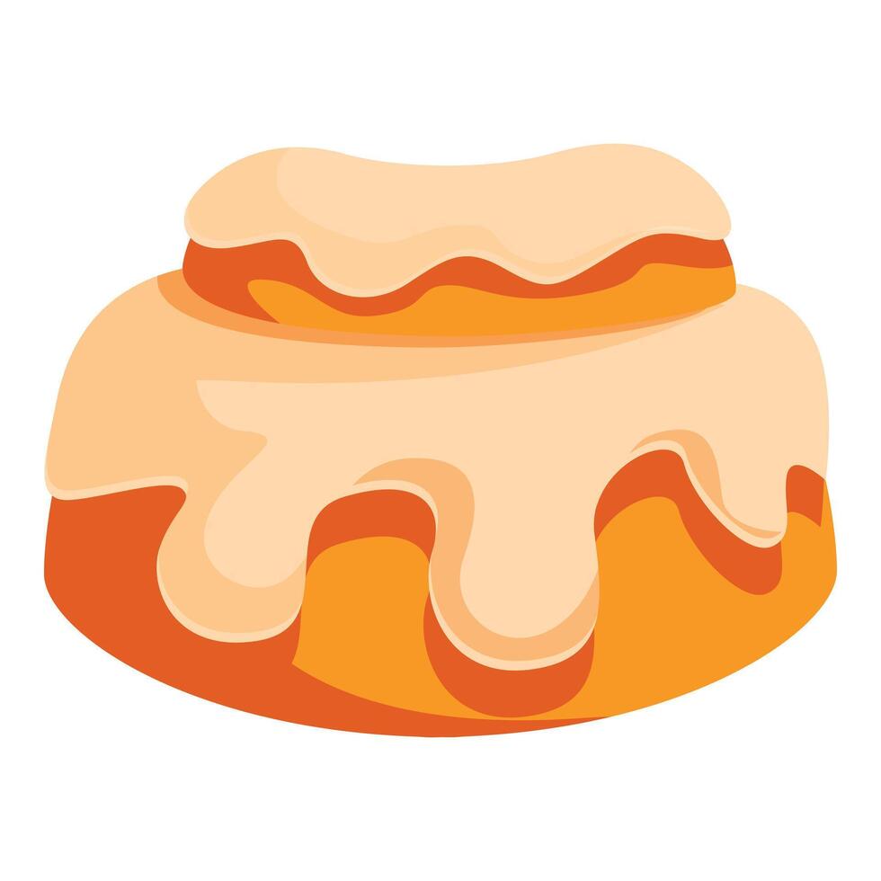 Delicious cinnamon roll dripping with icing on white background vector