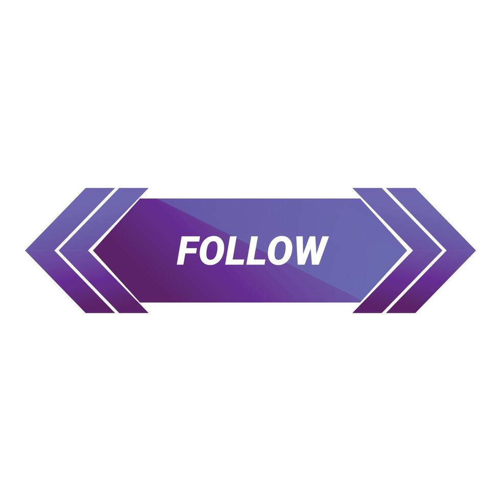 Follow button with arrows pointing right on white background vector