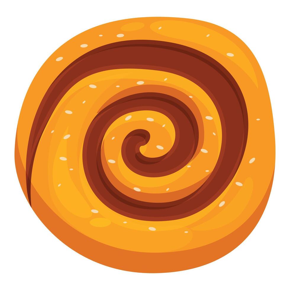 Delicious round bun with chocolate filling showing swirling pattern vector