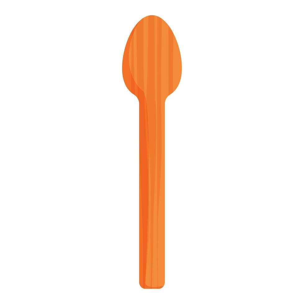 Wooden spoon standing upright on white background vector