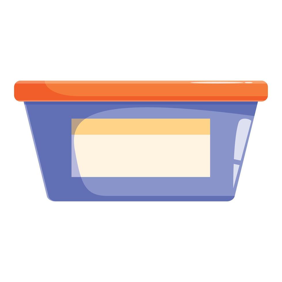 Blue plastic food container with orange lid for grocery shopping vector