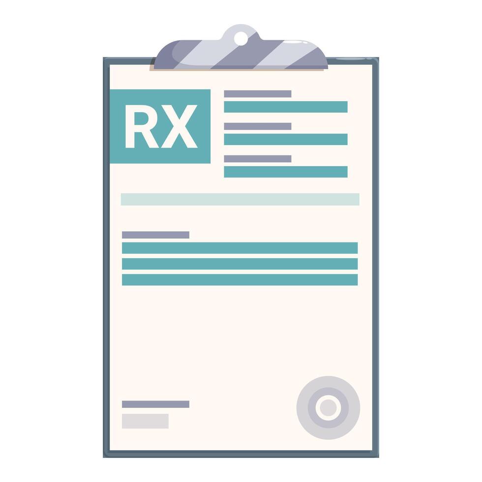 Doctor writing prescription on clipboard with rx symbol vector