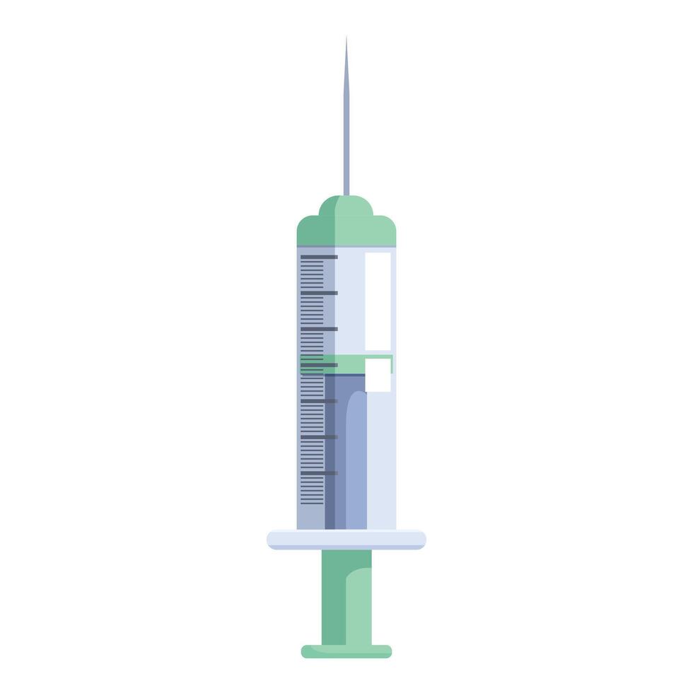 Medical syringe containing liquid is standing on white background vector