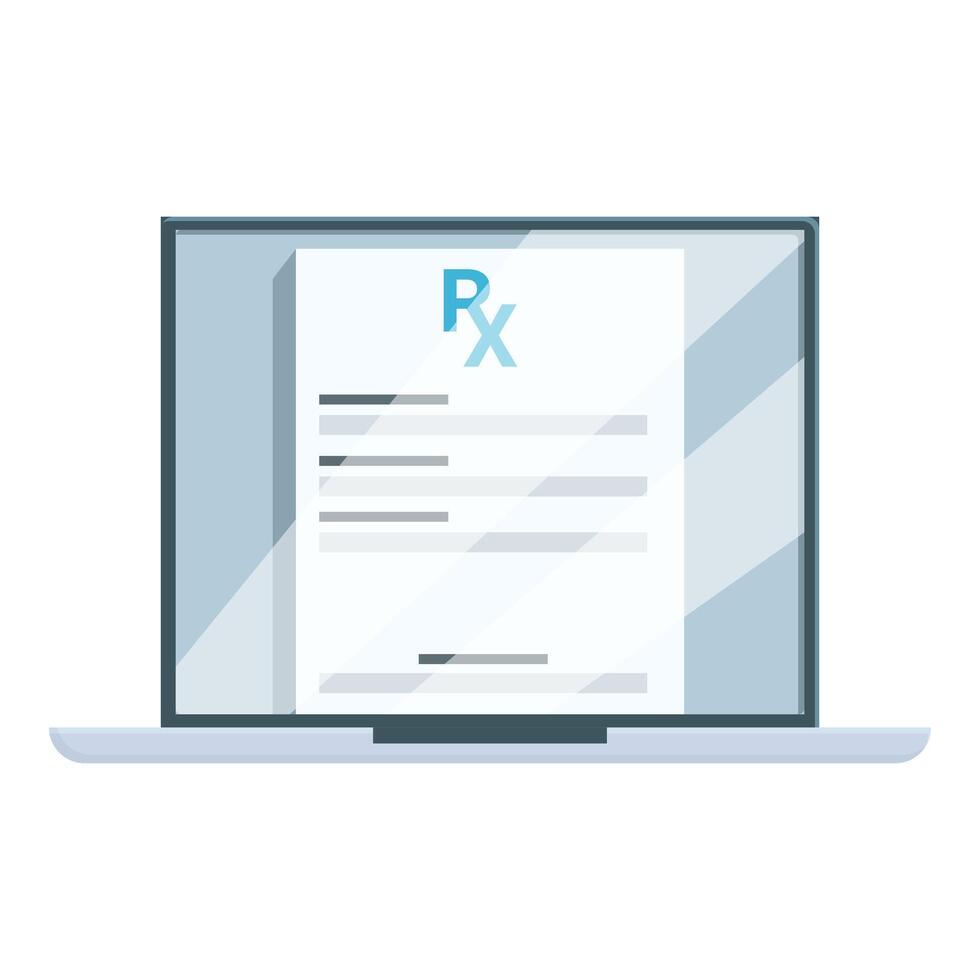 Laptop is displaying an electronic prescription form vector