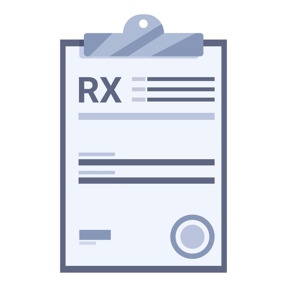Medical prescription form with clipboard showing rx symbol for taking medicine from pharmacist vector