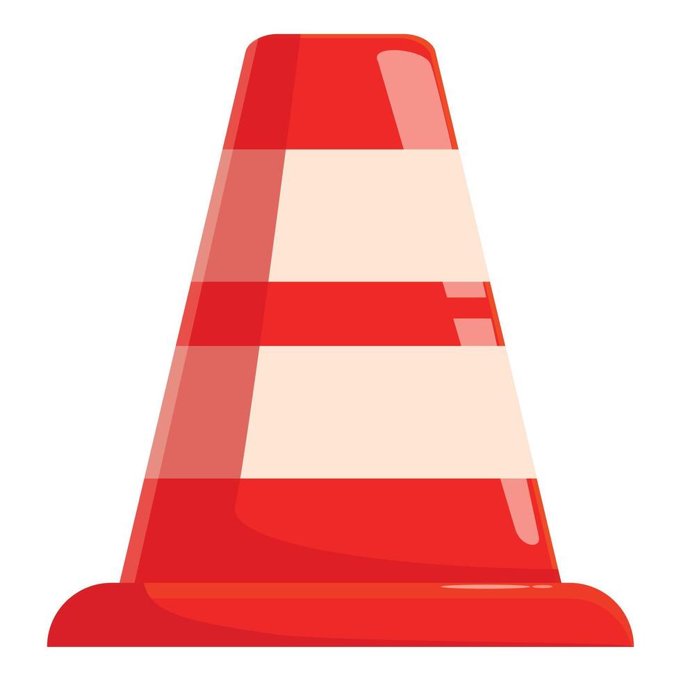 Red and white striped traffic cone standing up vector