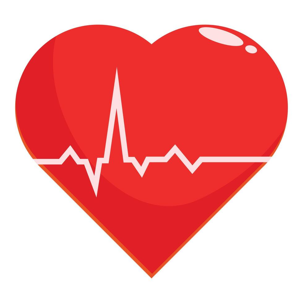 Red heart beating with electrocardiogram showing good health vector