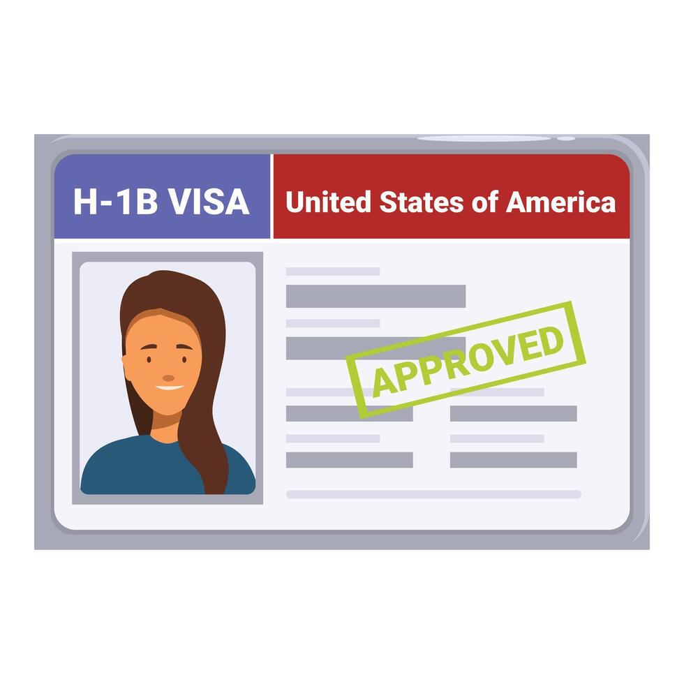 Young professional woman is granted an h 1b visa, allowing her to work in the united states vector