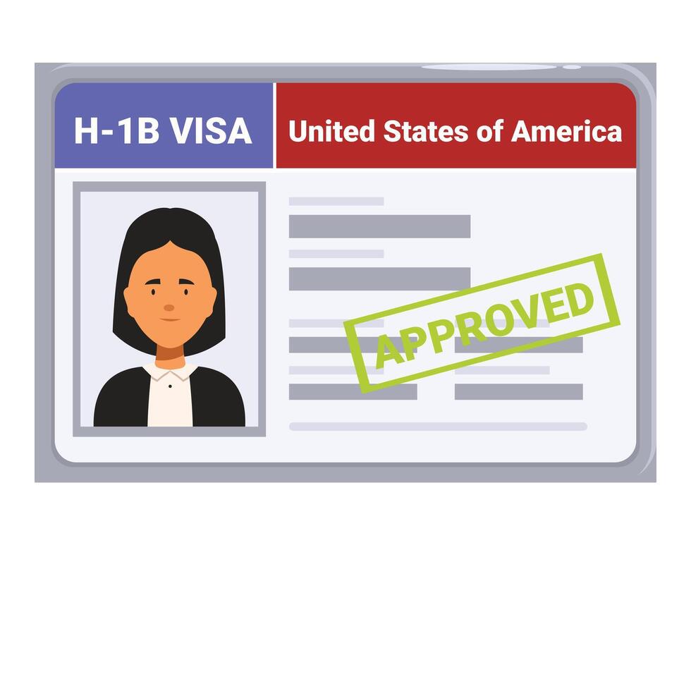 Asian woman receiving approved h 1b work visa united states vector