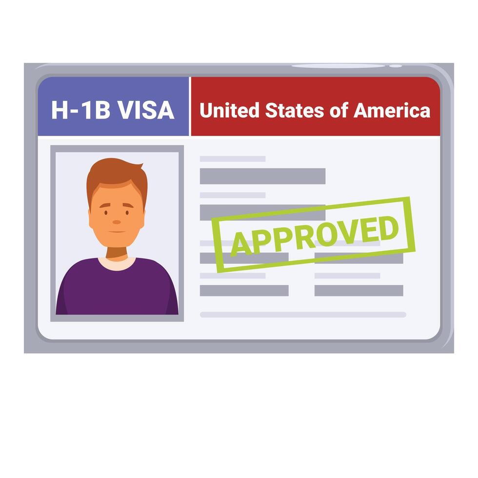 H1 b visa approved for working in the united states vector