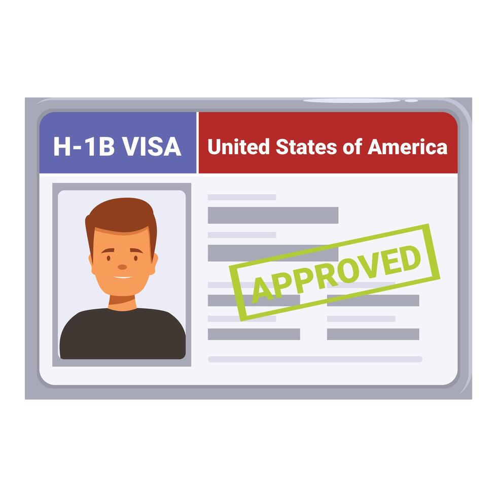 Man receiving approved h 1b work visa united states of america permit vector