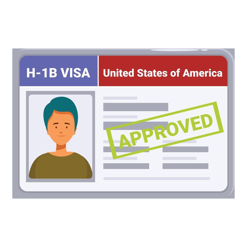 H1 b visa in the united states getting approved with stamp vector