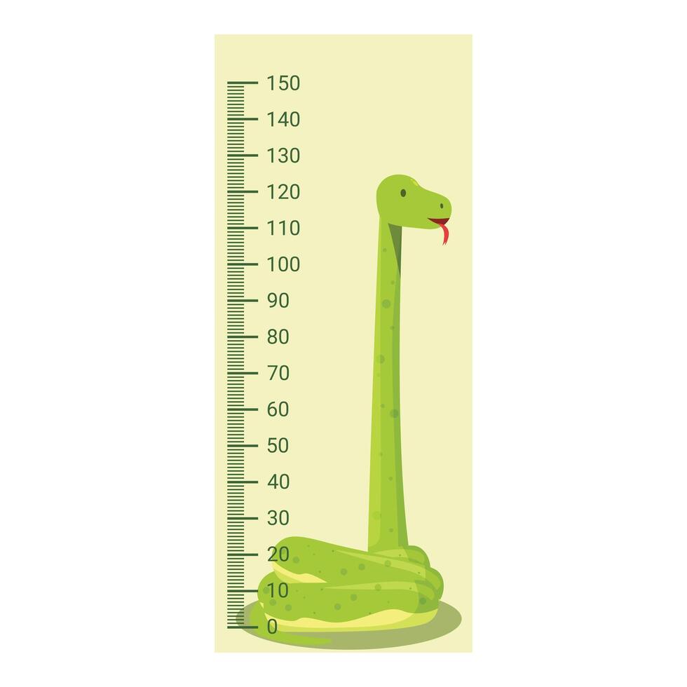 Cartoon snake measuring its height, showing how tall it is vector