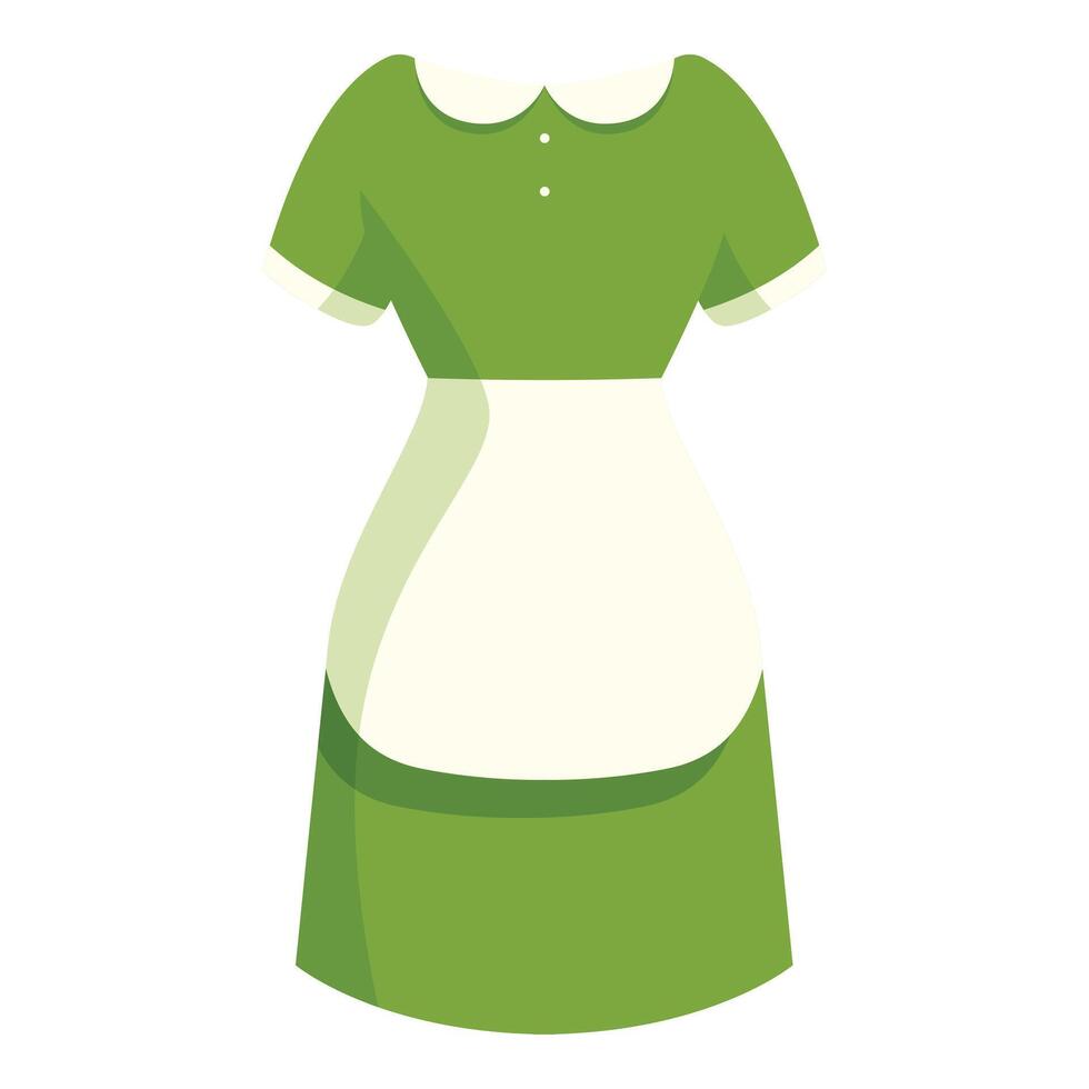 Green maid uniform dress with white apron representing housekeeping services vector