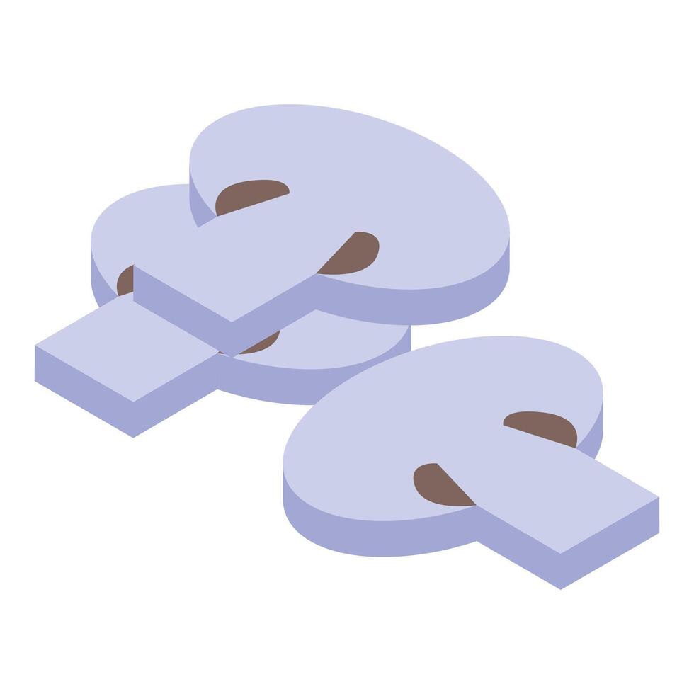 Sliced champignon mushroom icon showing cooking ingredient vector