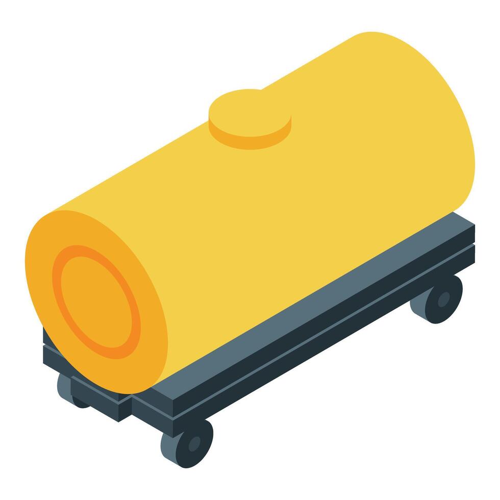 Yellow tank for oil or gas transportation is standing on a platform vector