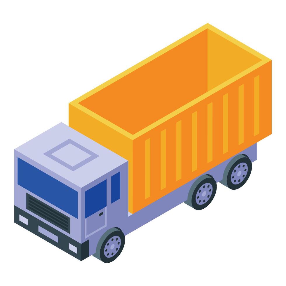 Isometric icon of a tipper truck delivering building materials vector