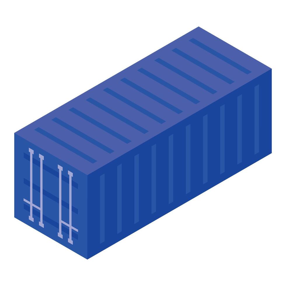 Blue cargo container isometric view for shipping and logistics concepts vector