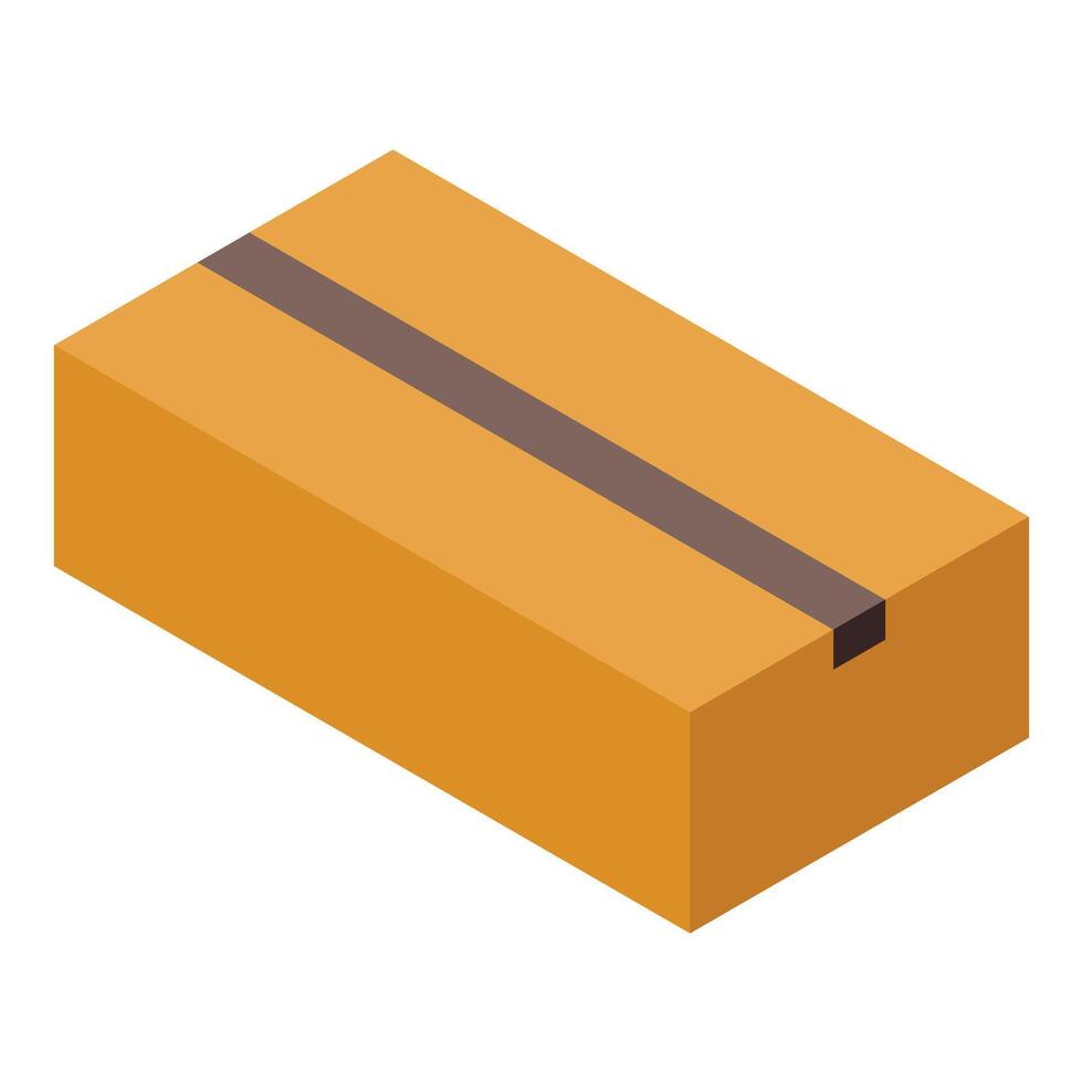 Cardboard parcel box sealed with tape isometric icon vector