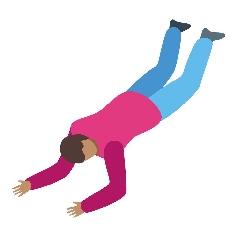 Young man crawling reaching for something on the floor vector