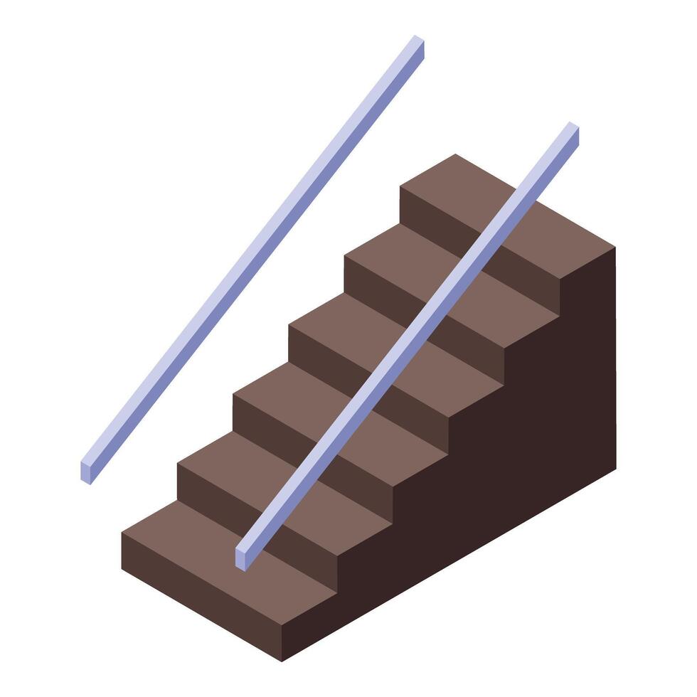 Staircase with railing leading upwards in isometric view vector