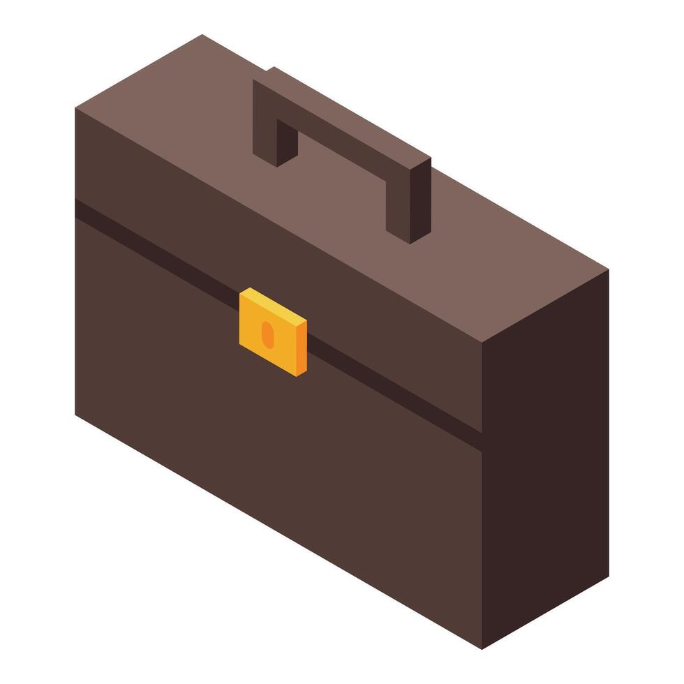 Brown briefcase holding important business documents isometric view vector