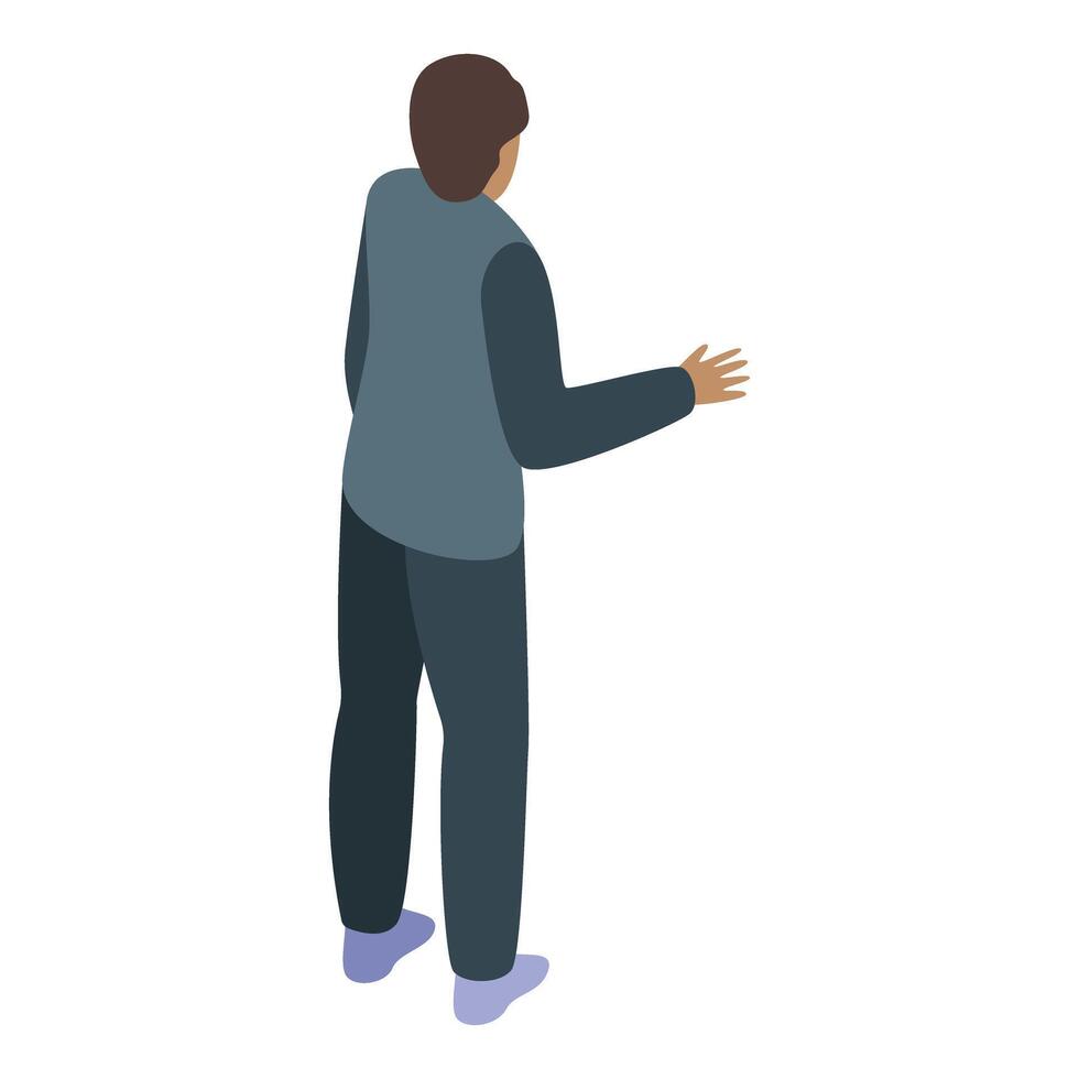Businessman gesturing with hand is explaining something vector