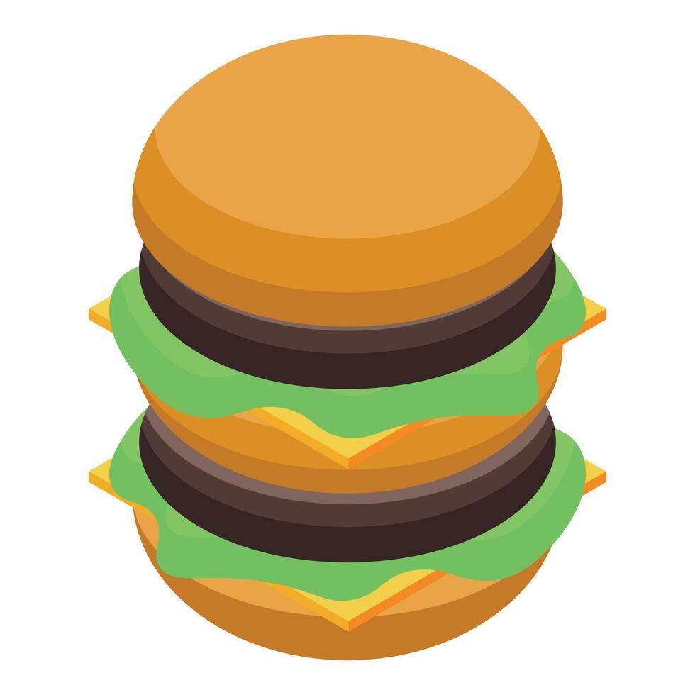 Delicious double burger isometric icon representing fast food vector