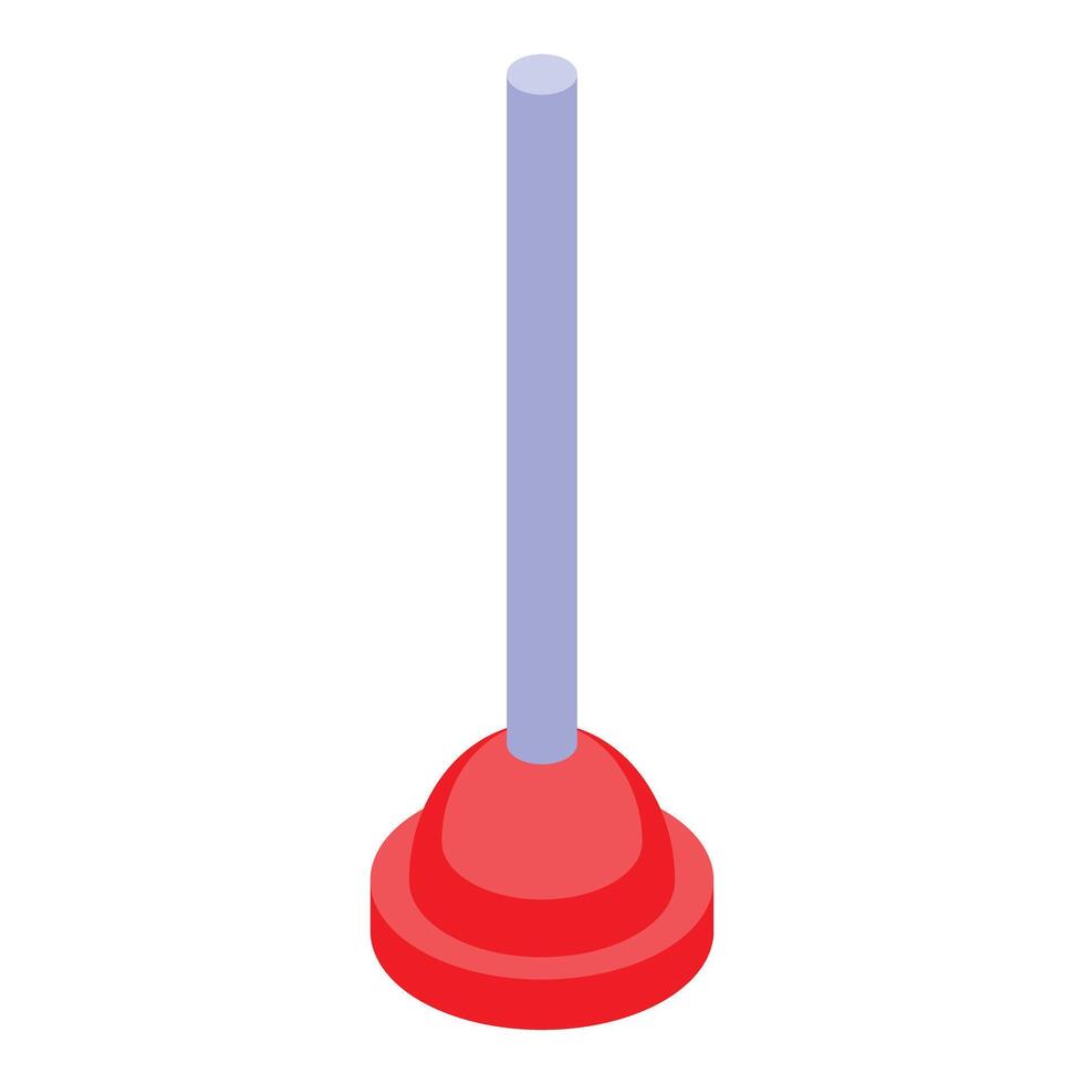 Red rubber plunger standing on white background vector