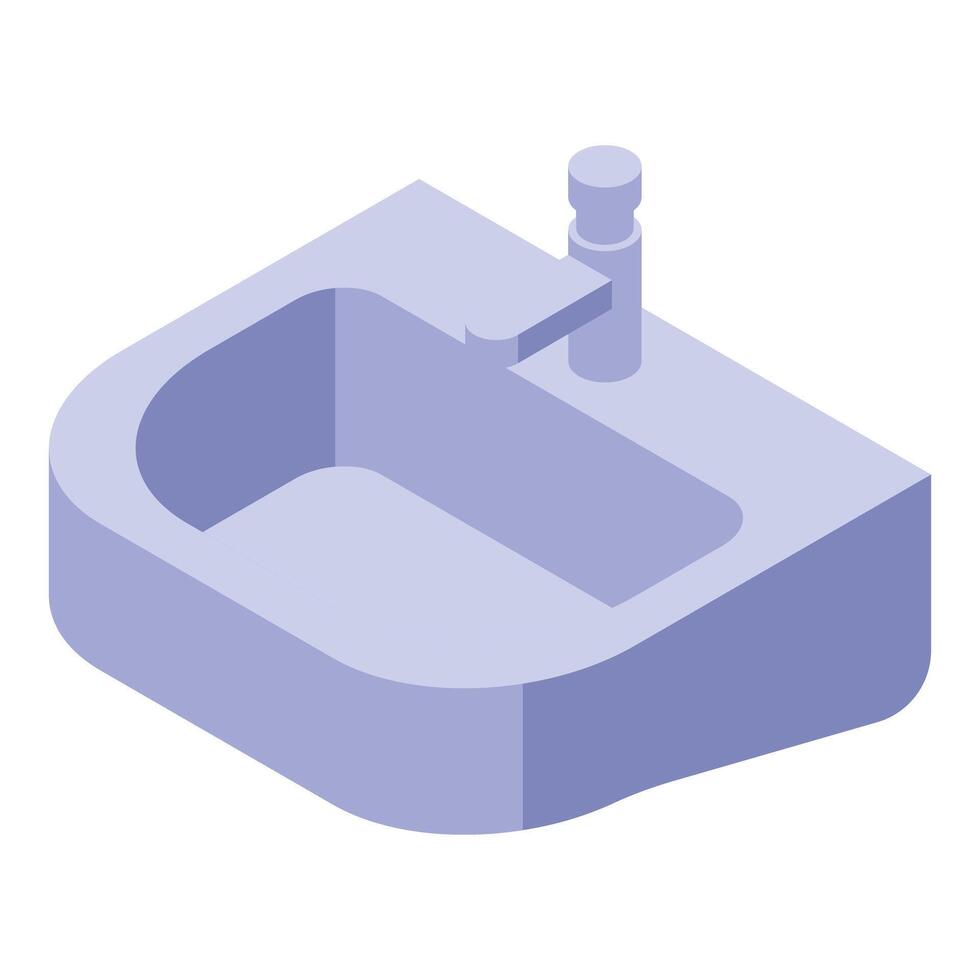Modern bathroom sink with faucet in isometric view vector