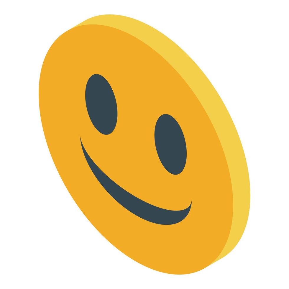Yellow round button isometric emoji smiling vector