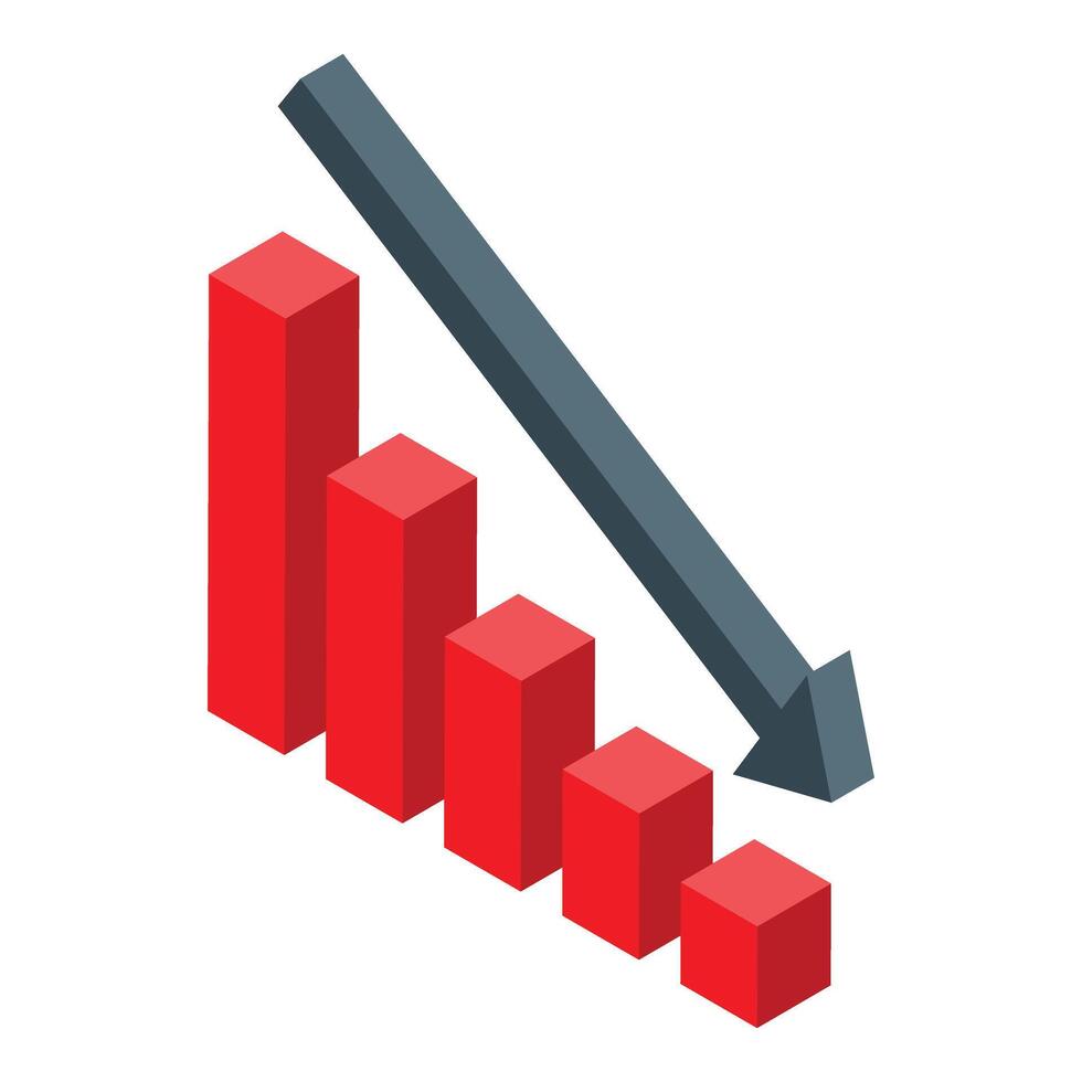 Red chart arrow pointing down representing financial loss vector