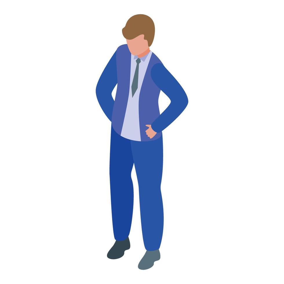 Confident businessman posing with hands on hips isometric illustration vector