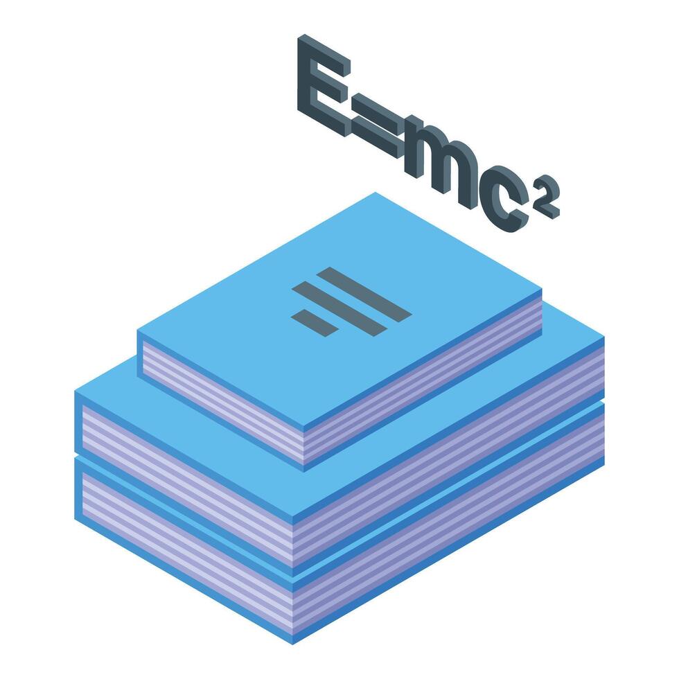 Stack of books representing physics and the theory of relativity vector