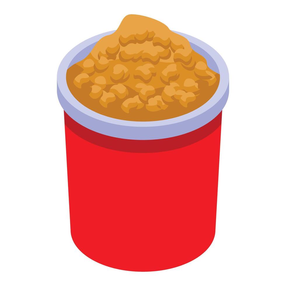 Red paper bucket overflowing with delicious buttery popcorn vector