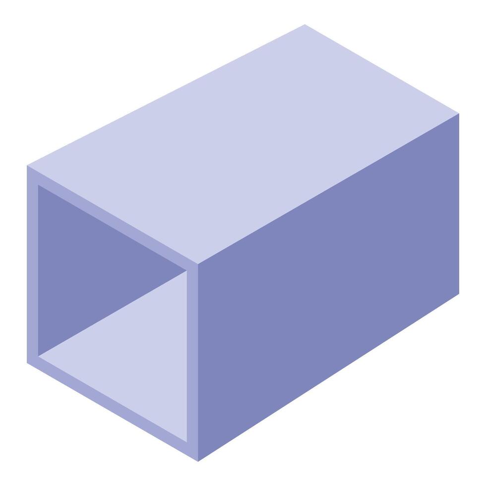Square section pipe isometric view showing hollow center vector