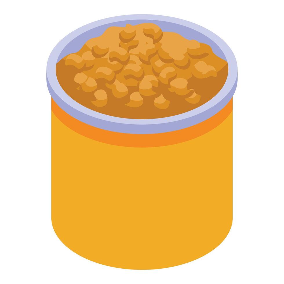 Open tin can containing chickpeas isometric icon vector
