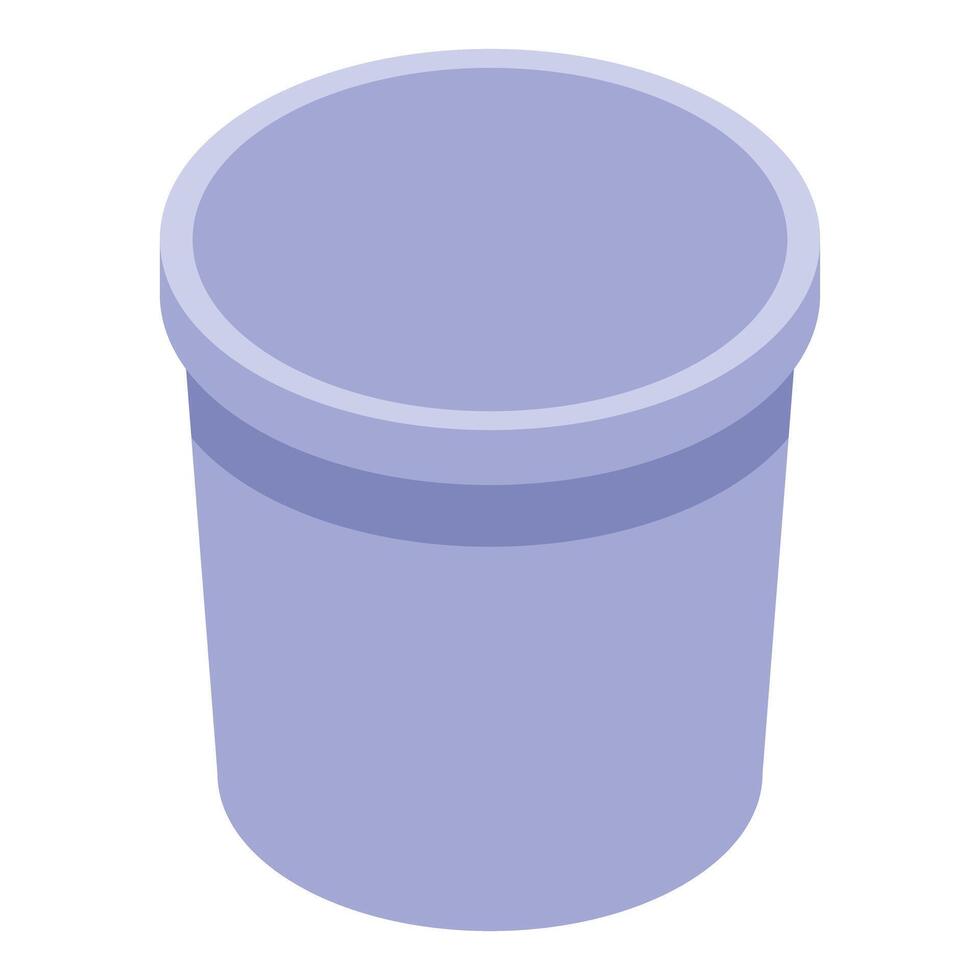 Round plastic bucket with lid isometric view vector