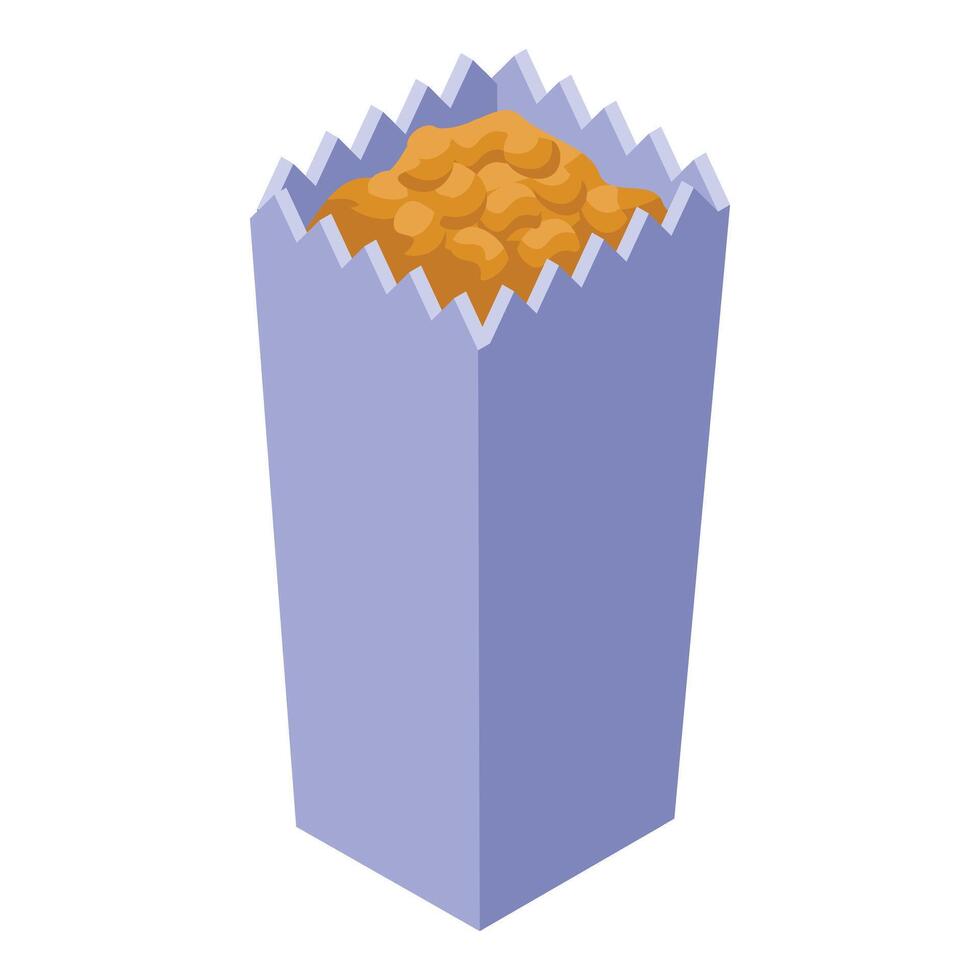 3d illustration of a cardboard box full of popcorn vector