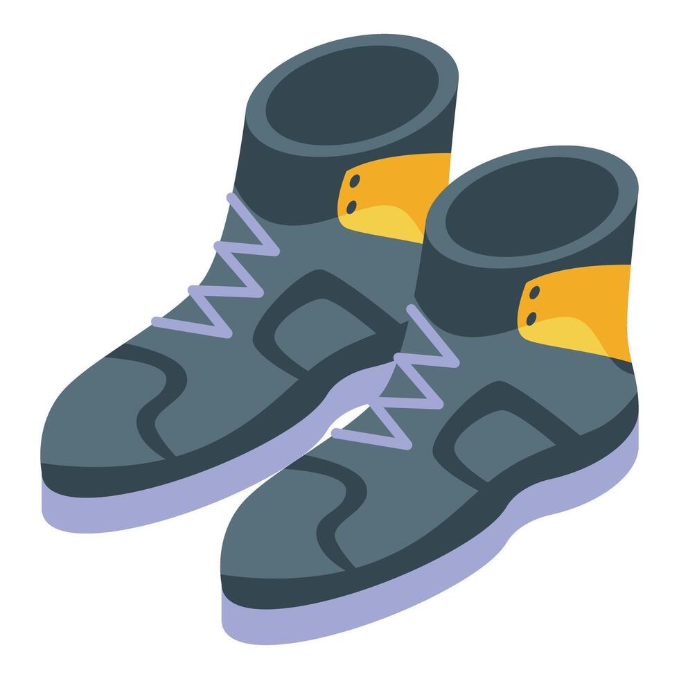 Hiking boots standing on white background isometric view vector