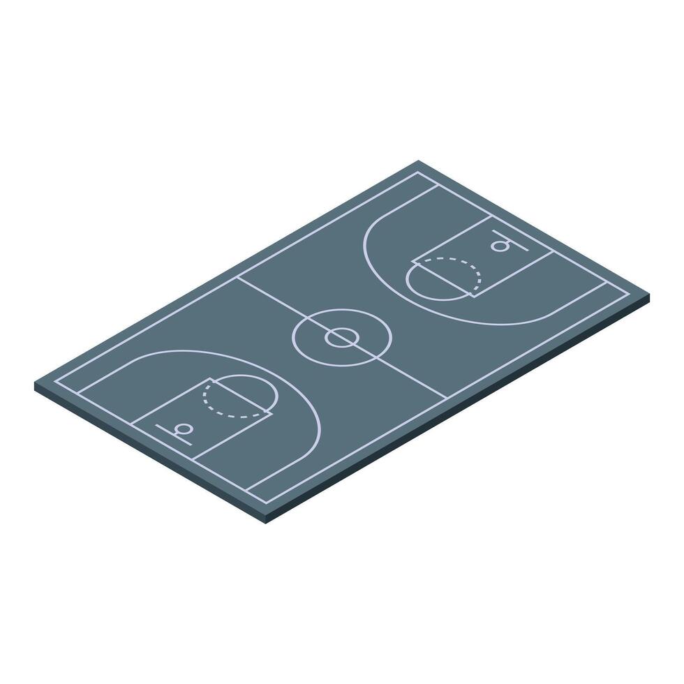 Basketball court isometric projection showing center circle and two keys vector