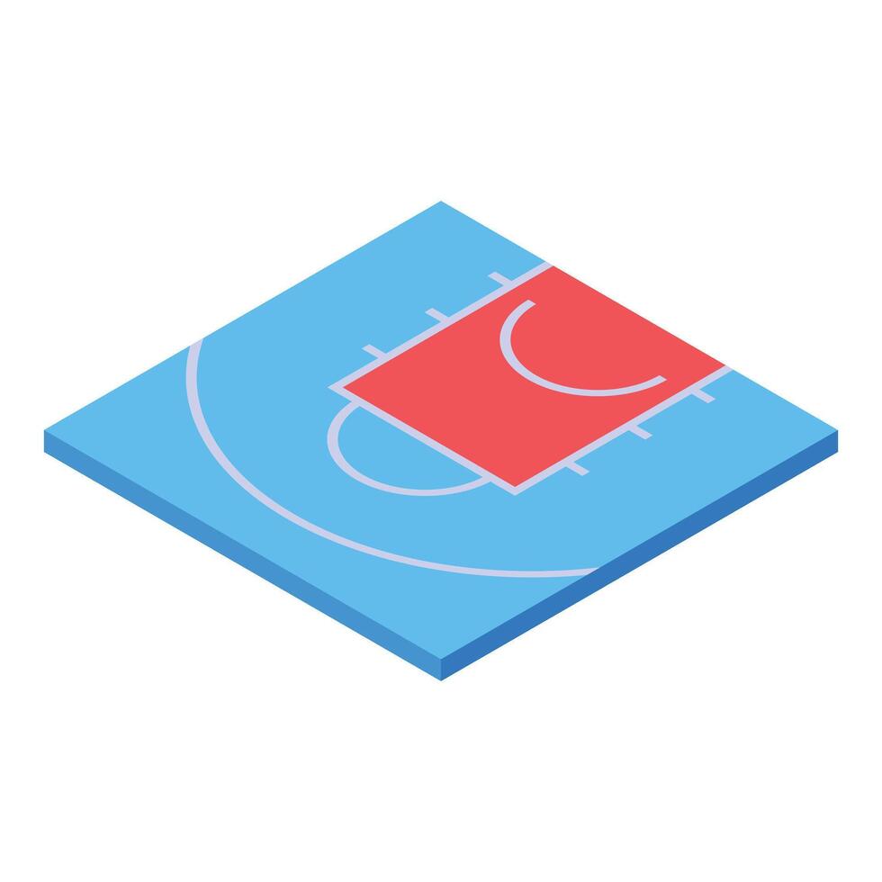Isometric basketball court showing three point line and key vector
