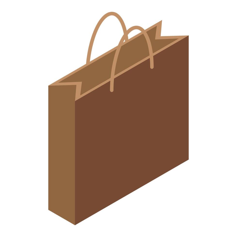 Brown paper bag standing with handles folded isometric view vector