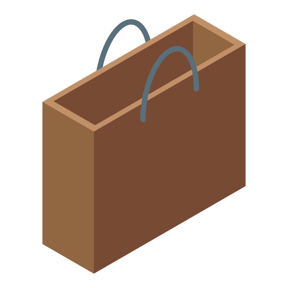 Brown shopping bag isometric view with handles vector