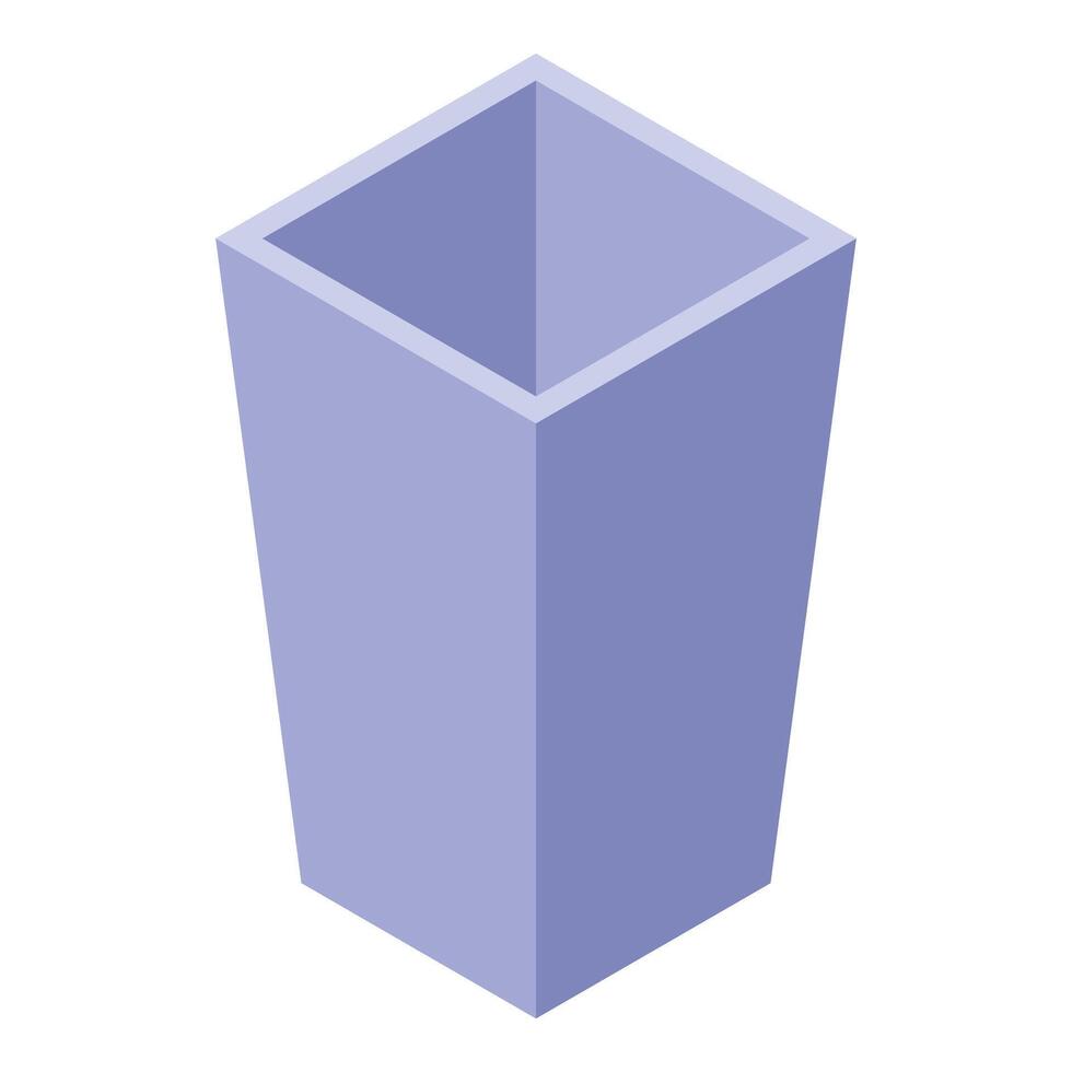 Empty modern square shape metal flower pot standing isometric view vector