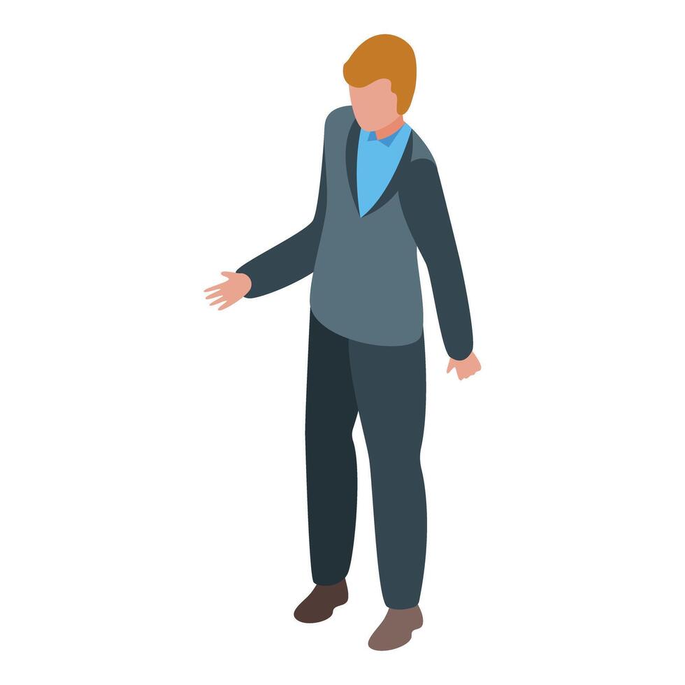 Businessman gesturing while explaining something isometric icon vector