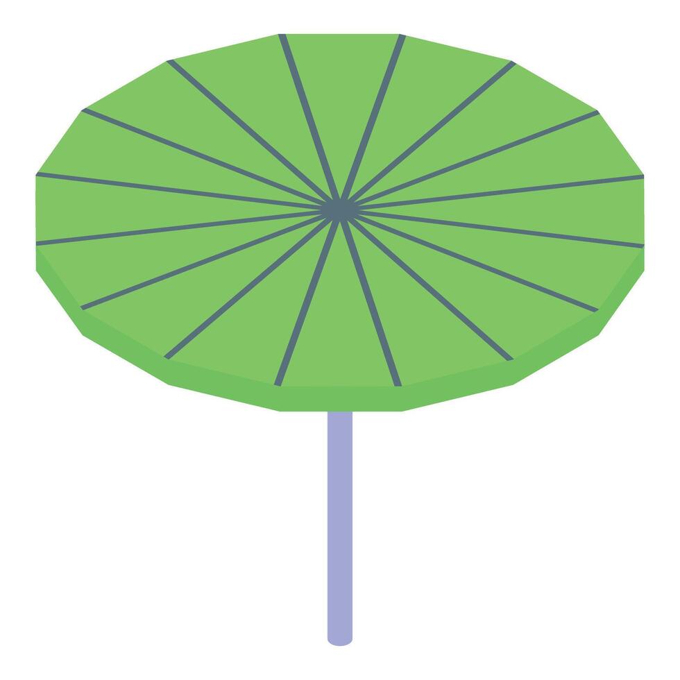 Green beach umbrella is providing shade from the sun vector